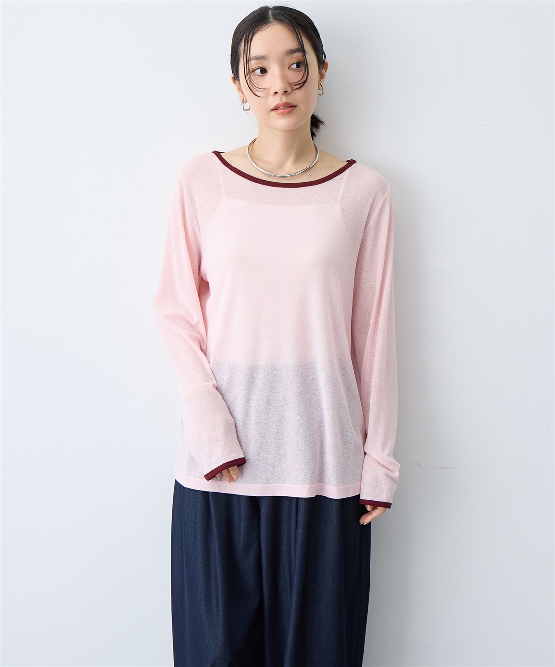 anyfee 【anyfee/プラスサイズ】シアーリンガーTシャツ_sub_5