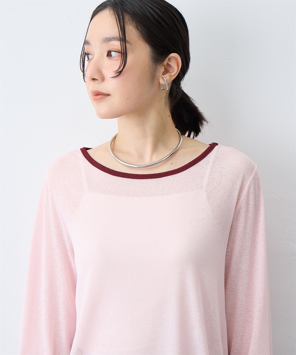 anyfee 【anyfee/プラスサイズ】シアーリンガーTシャツ_sub_8