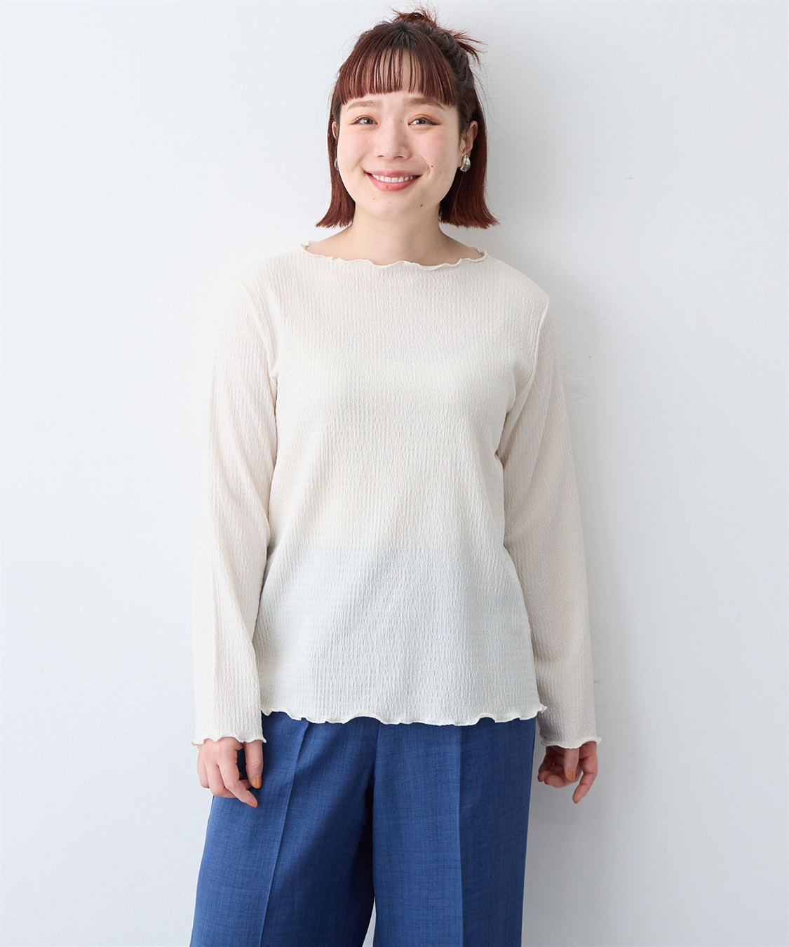 anyfee 【anyfee/大きいサイズ】楊柳メロー長袖トップス_sub_5