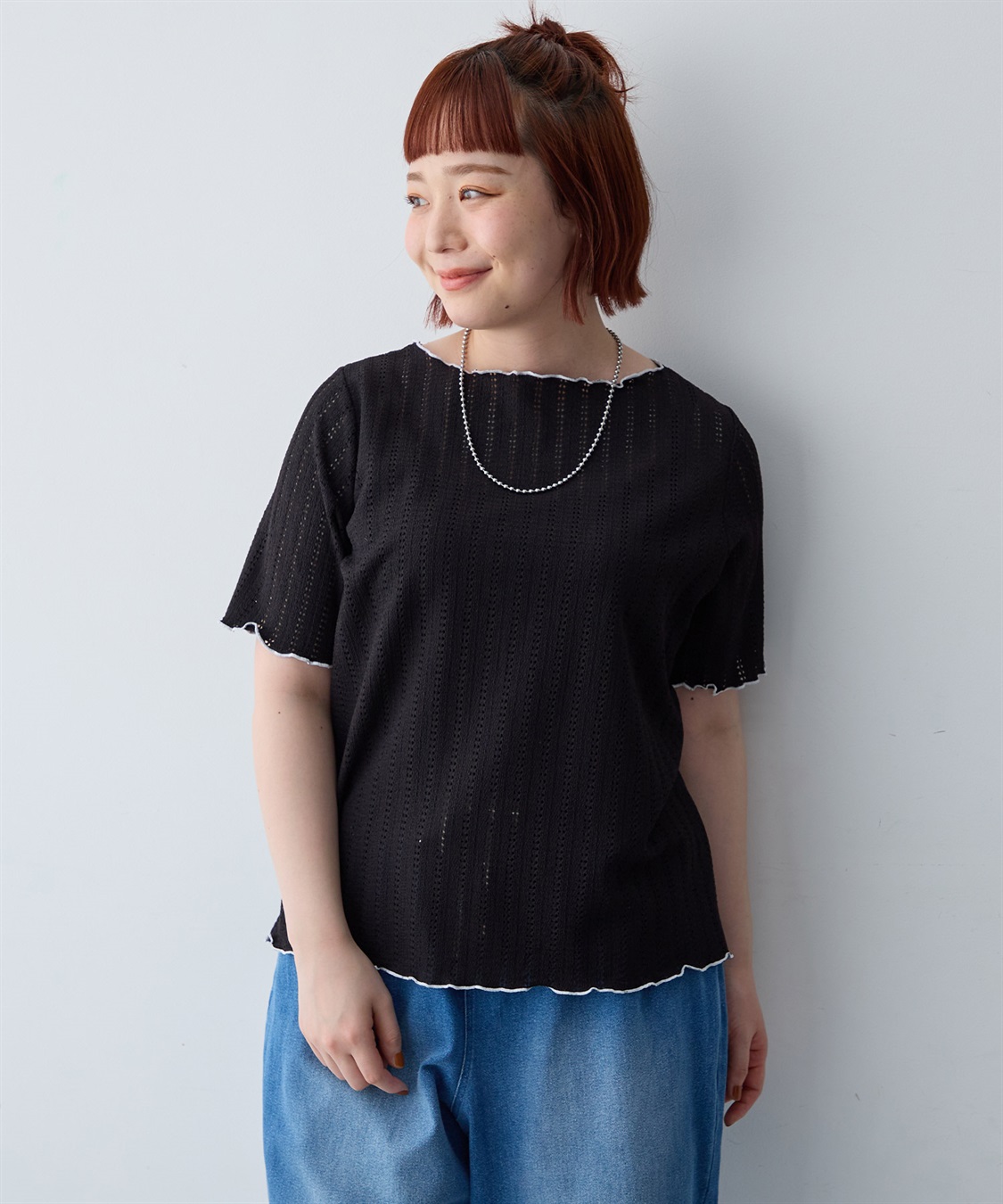 anyfee 【anyfee/大きいサイズ】前後2WAYボートネックメローTシャツ_sub_1