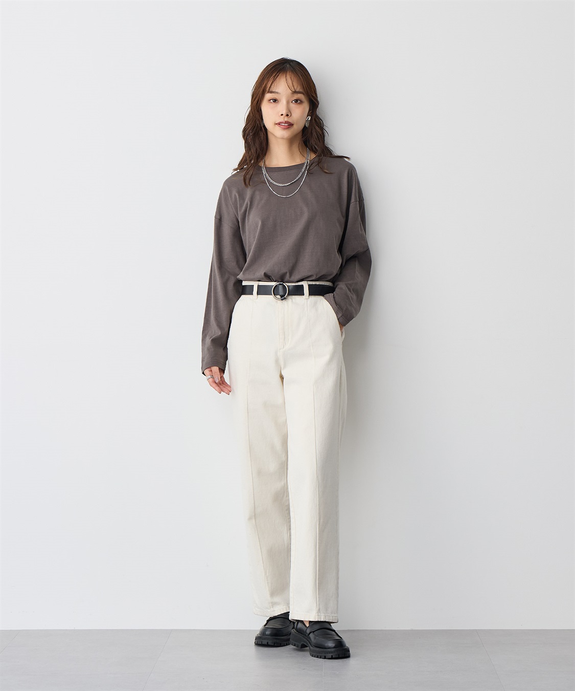 anyfee 【anyfee/大きいサイズ】ラウンドヘムロングスリーブワイドTEE_sub_4