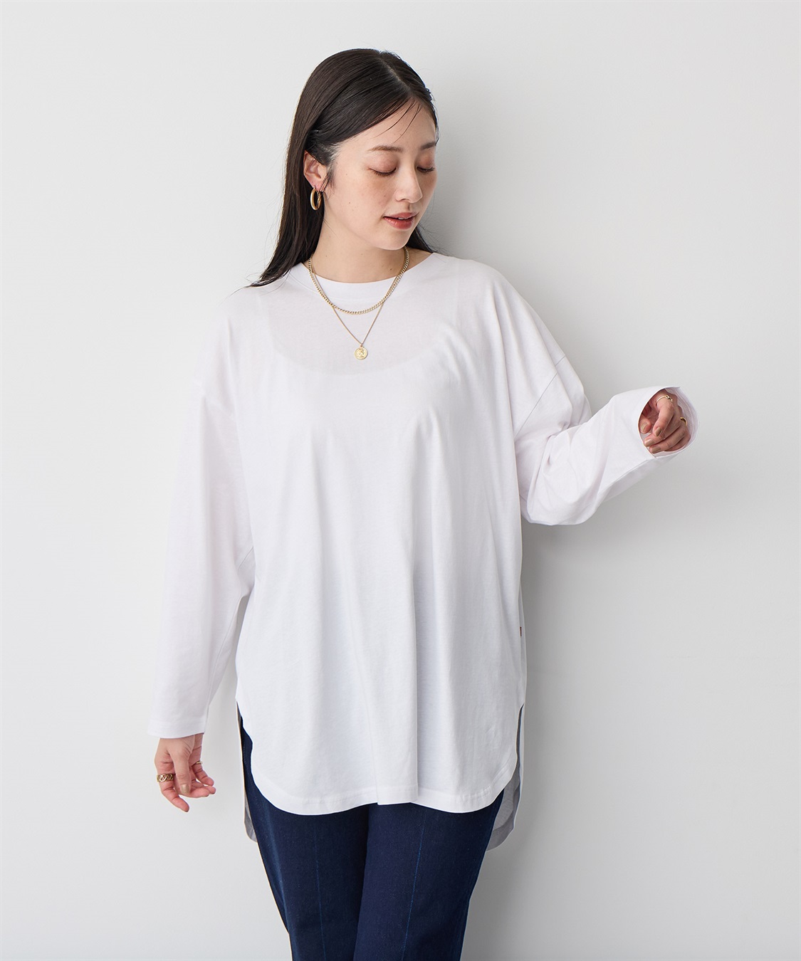 anyfee 【anyfee/大きいサイズ】ラウンドヘムロングスリーブワイドTEE_sub_5