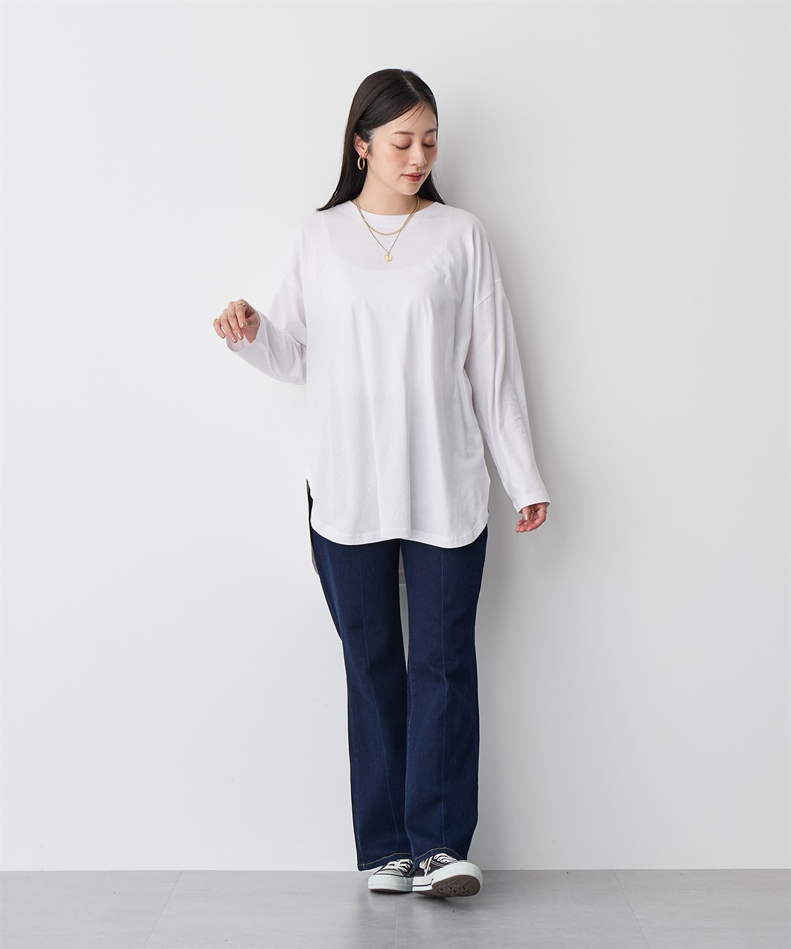 anyfee 【anyfee/大きいサイズ】ラウンドヘムロングスリーブワイドTEE_sub_9