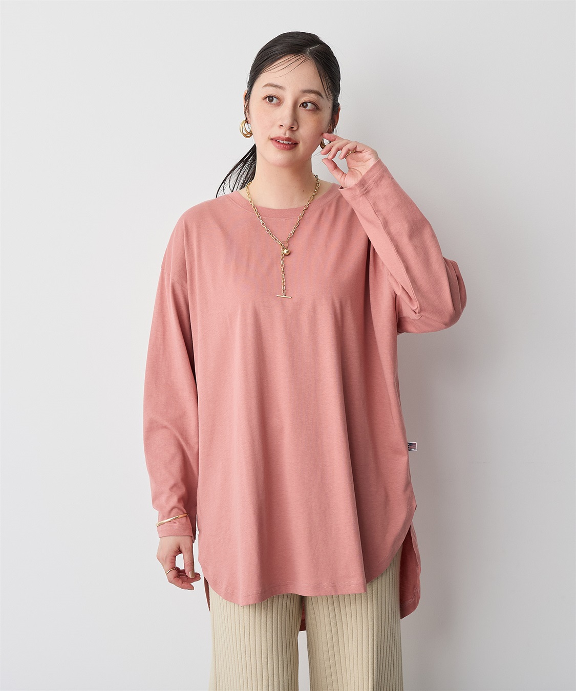 anyfee 【anyfee/大きいサイズ】ラウンドヘムロングスリーブワイドTEE_sub_10