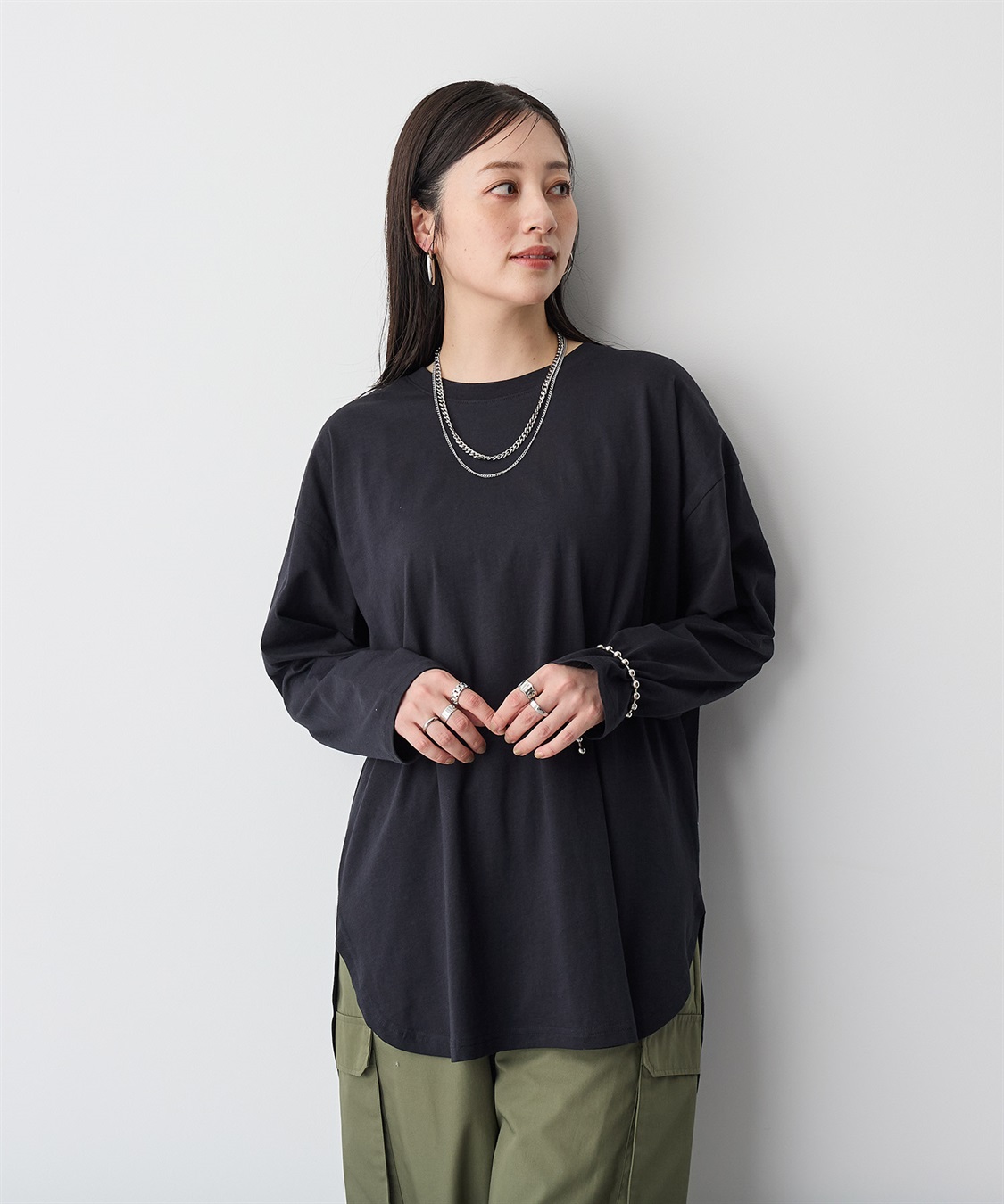 anyfee 【anyfee/大きいサイズ】ラウンドヘムロングスリーブワイドTEE_sub_15