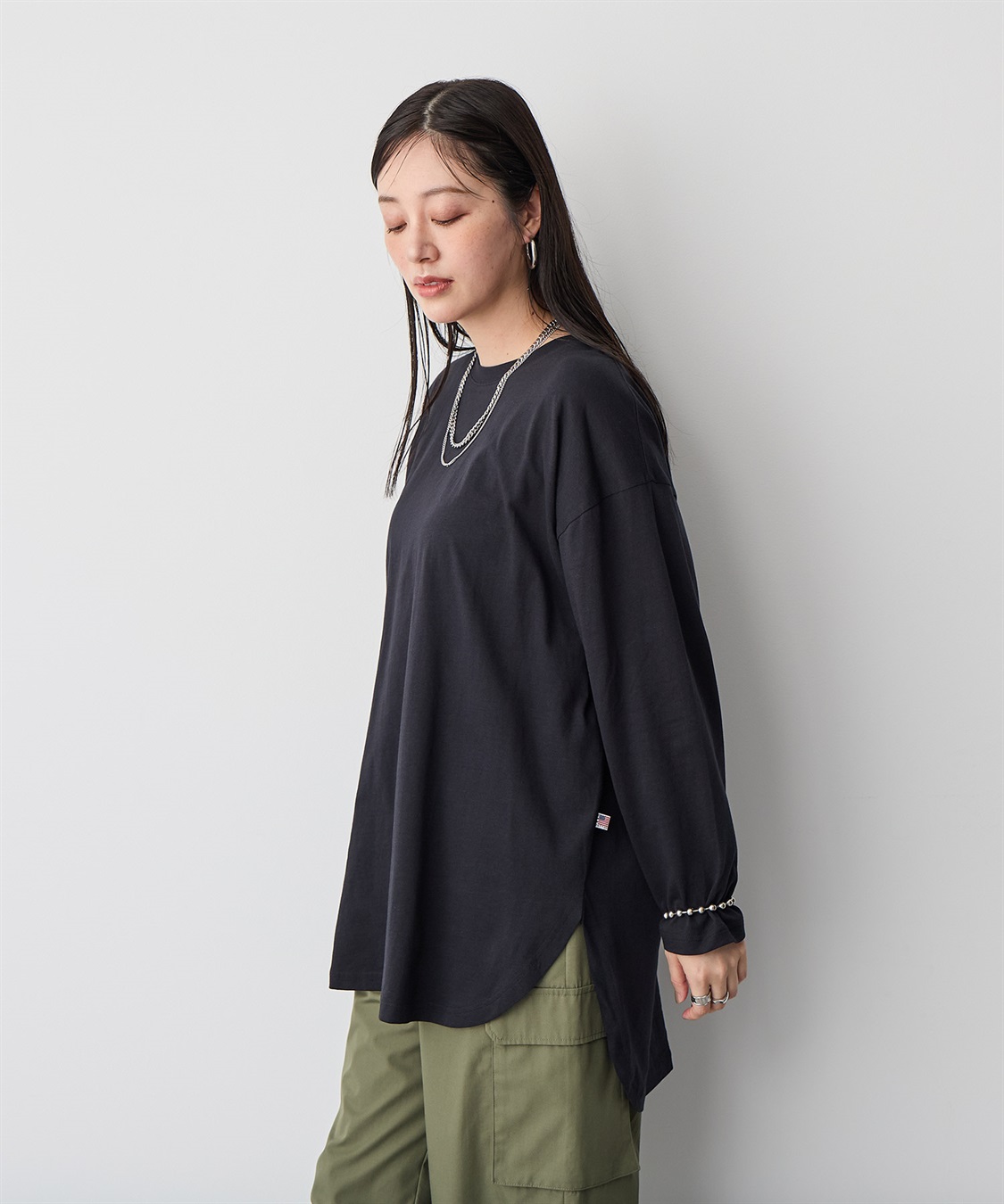anyfee 【anyfee/大きいサイズ】ラウンドヘムロングスリーブワイドTEE_sub_16