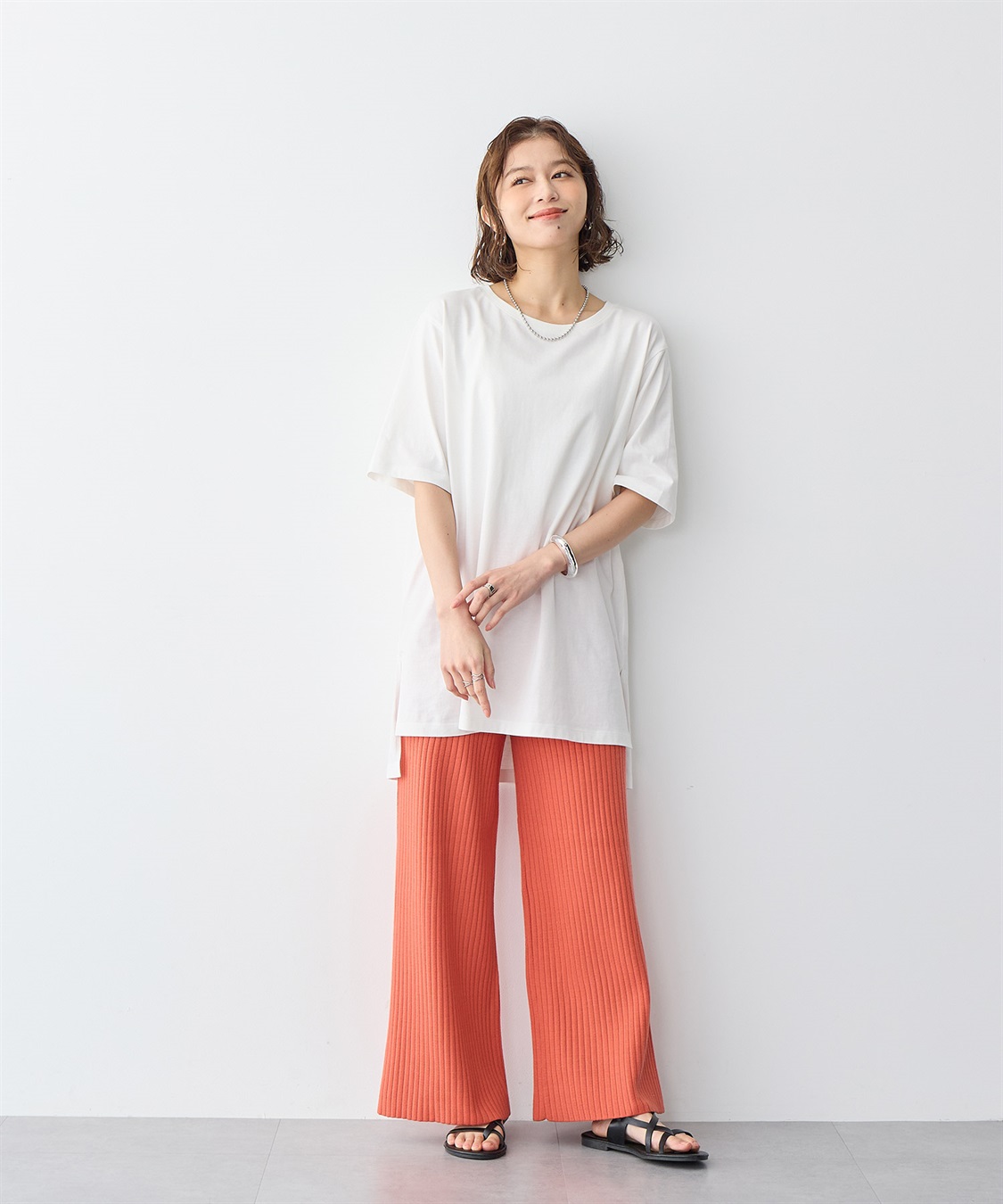 anyfee 【anyfee/プラスサイズ】USAコットンオーバーサイズベーシック半袖Tシャツ・接触冷感_sub_1