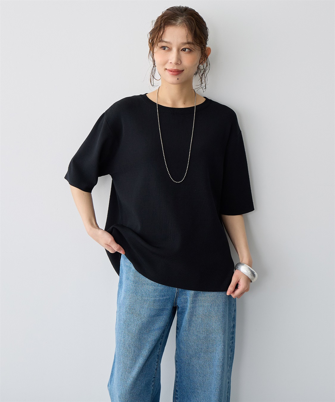anyfee 【anyfee/プラスサイズ】USAコットンオーバーサイズベーシック半袖Tシャツ・接触冷感_sub_7