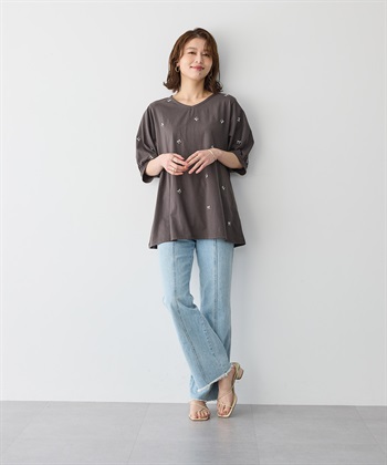 anyfee 【anyfee/プラスサイズ】リボン刺繍Tシャツ_subthumb_2
