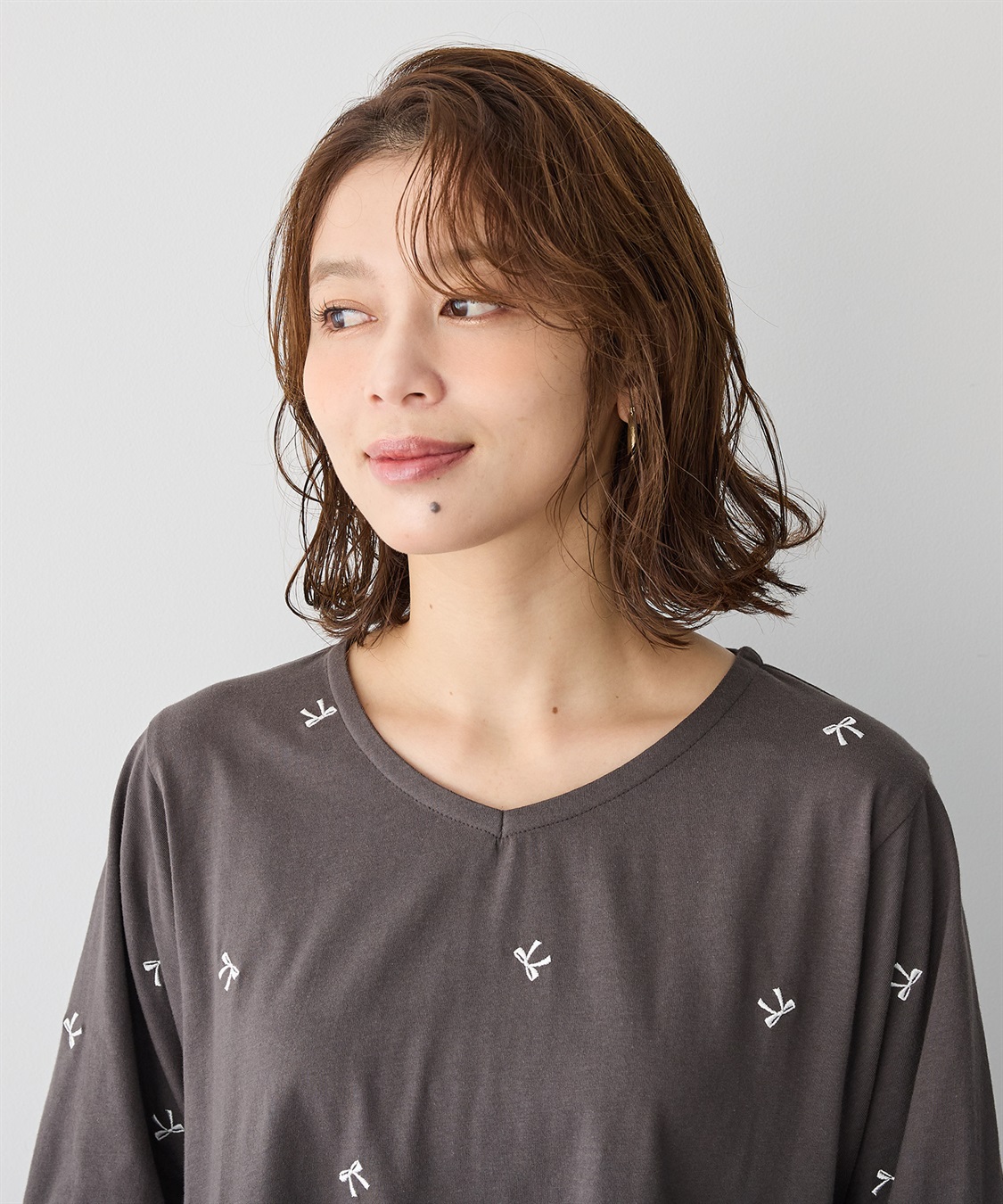 anyfee 【anyfee/プラスサイズ】リボン刺繍Tシャツ_sub_7