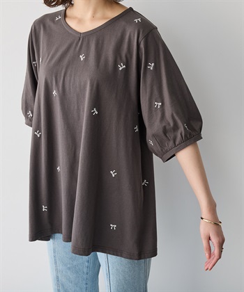 anyfee 【anyfee/プラスサイズ】リボン刺繍Tシャツ_subthumb_8