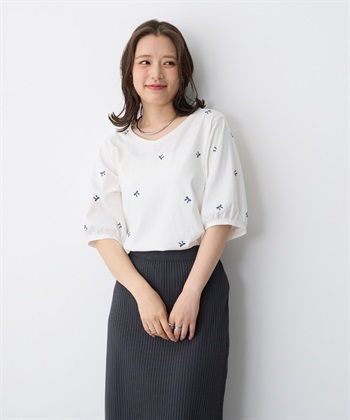 anyfee 【anyfee/プラスサイズ】リボン刺繍Tシャツ_subthumb_9