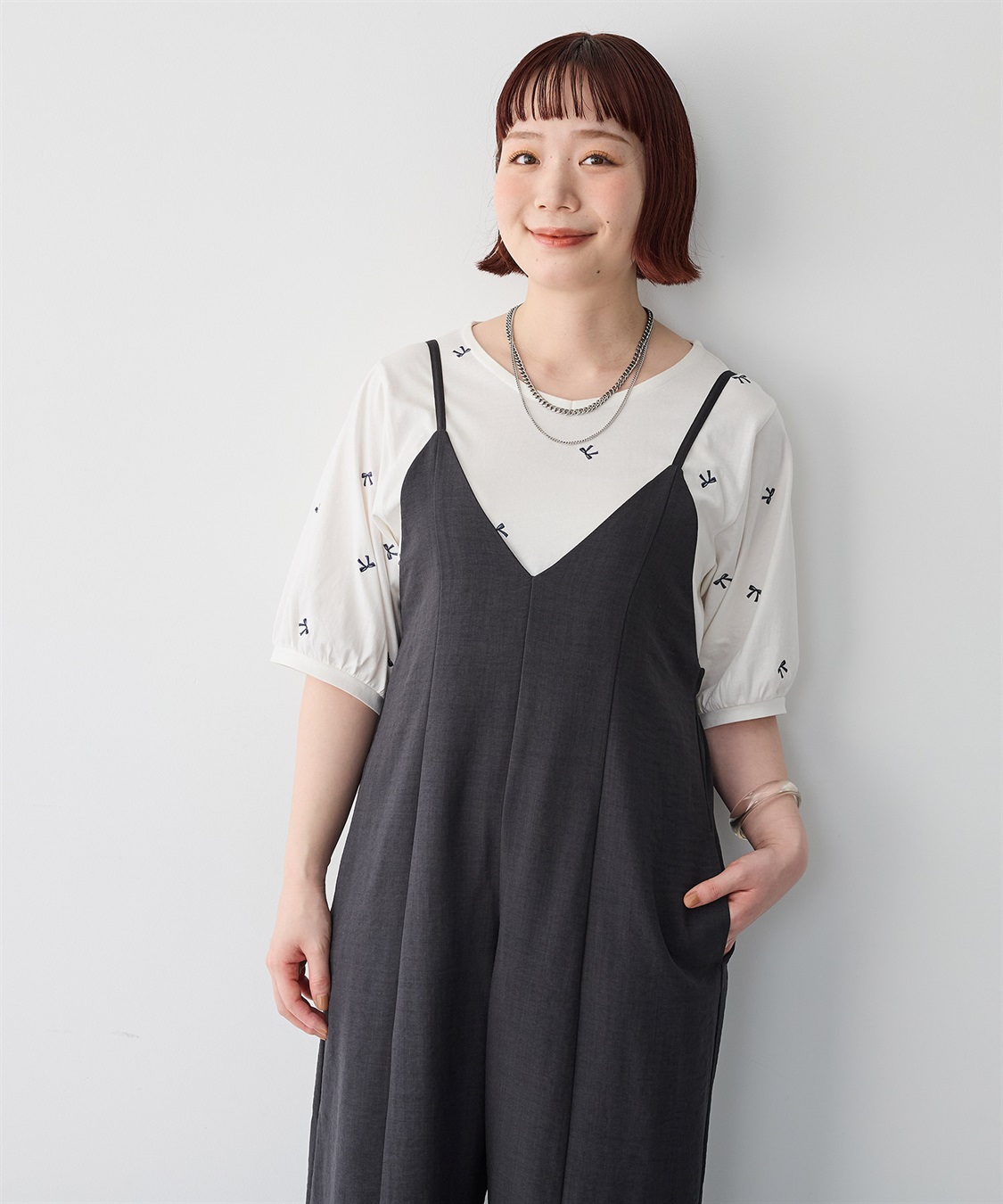 anyfee 【anyfee/プラスサイズ】リボン刺繍Tシャツ_sub_15