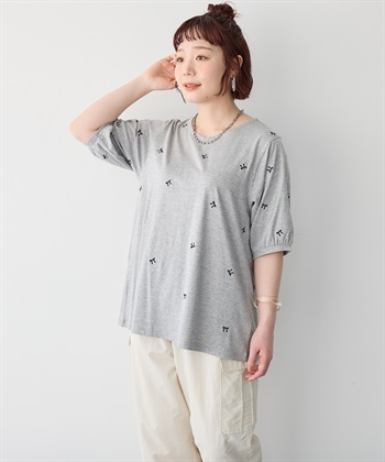anyfee 【anyfee/プラスサイズ】リボン刺繍Tシャツ_subthumb_20