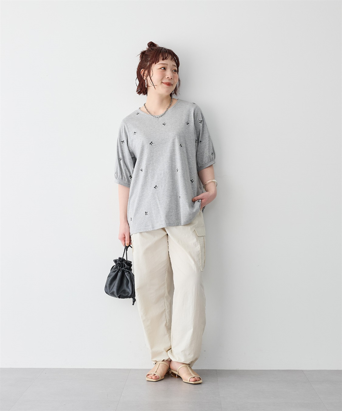 anyfee 【anyfee/プラスサイズ】リボン刺繍Tシャツ_sub_21