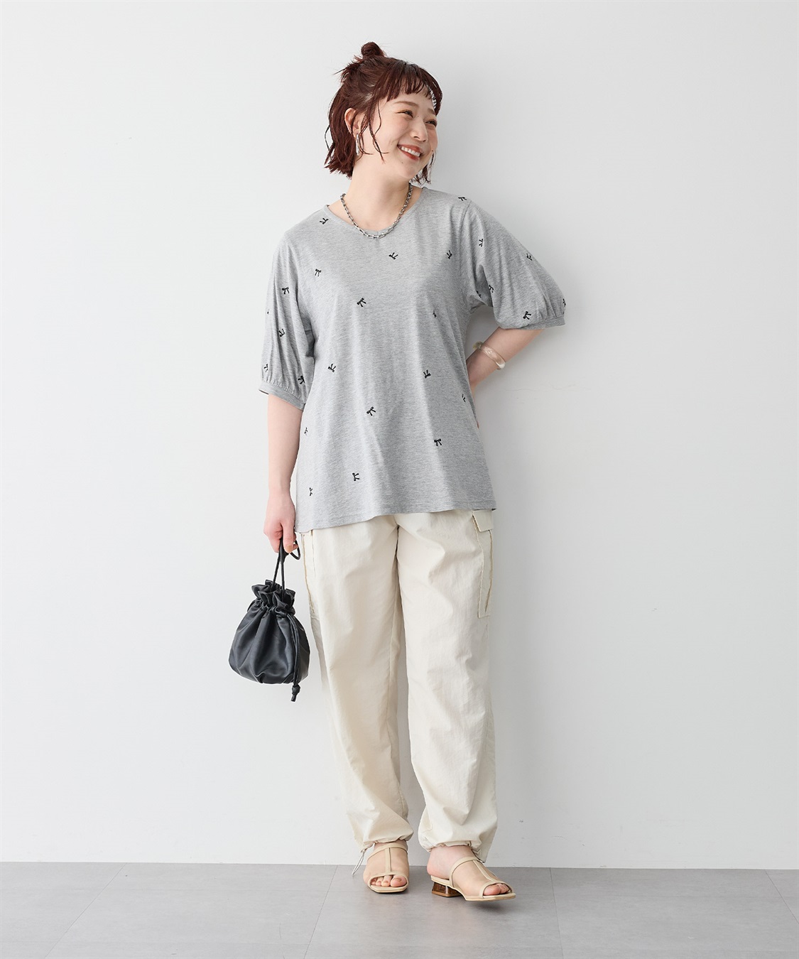 anyfee 【anyfee/プラスサイズ】リボン刺繍Tシャツ_sub_22