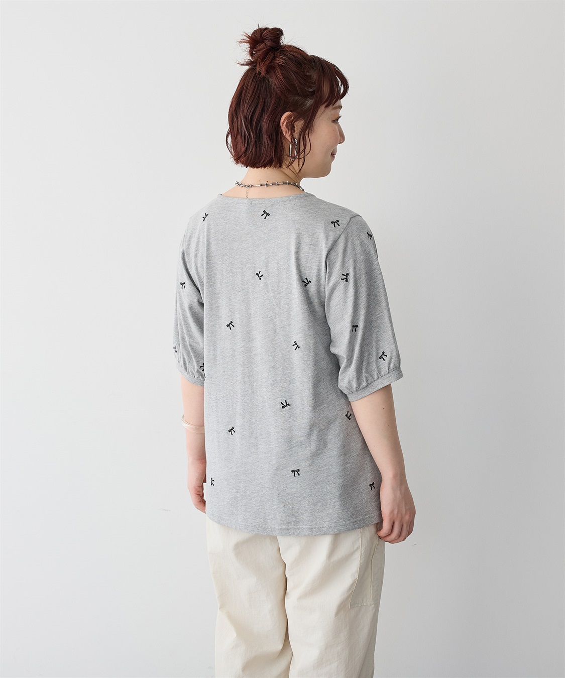 anyfee 【anyfee/プラスサイズ】リボン刺繍Tシャツ_sub_24