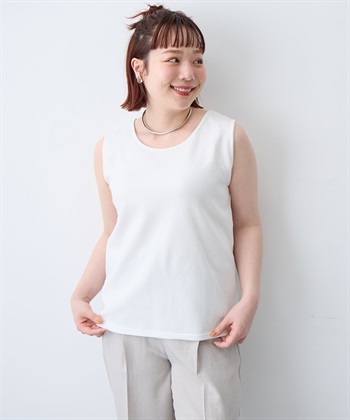 anyfee 【anyfee/大きいサイズ】着てサラなめらかポンチ素材タンクトップ《接触冷感・吸水速乾・UV対策》_subthumb_1