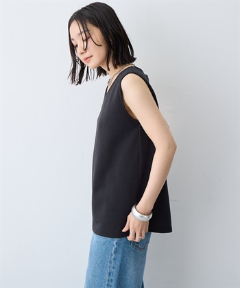 anyfee 【anyfee/大きいサイズ】着てサラなめらかポンチ素材タンクトップ《接触冷感・吸水速乾・UV対策》_subthumb_2
