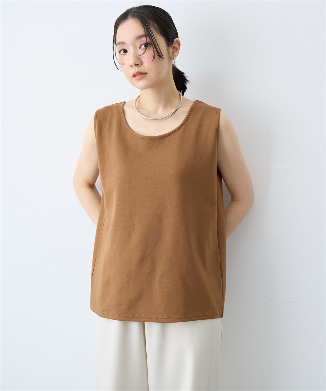 anyfee 【anyfee/大きいサイズ】着てサラなめらかポンチ素材タンクトップ《接触冷感・吸水速乾・UV対策》_sub_4