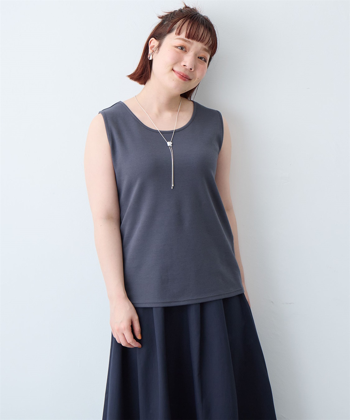 anyfee 【anyfee/大きいサイズ】着てサラなめらかポンチ素材タンクトップ《接触冷感・吸水速乾・UV対策》_sub_17