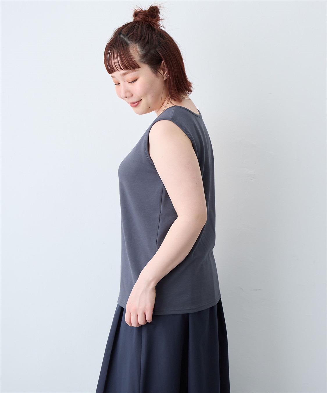 anyfee 【anyfee/大きいサイズ】着てサラなめらかポンチ素材タンクトップ《接触冷感・吸水速乾・UV対策》_sub_18