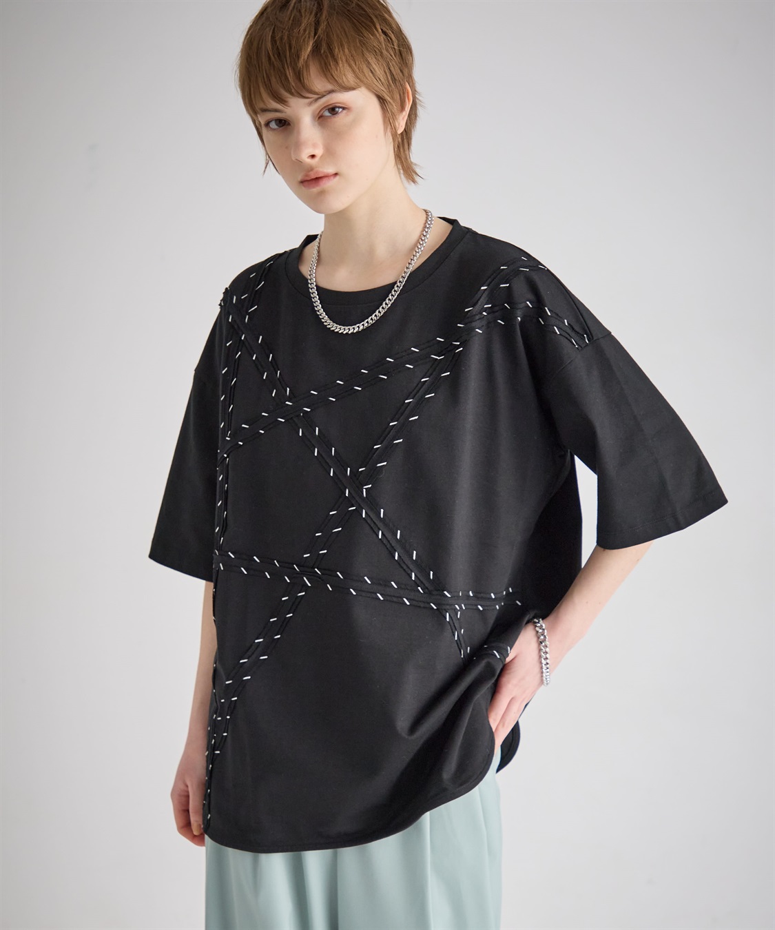 ATSURO TAYAMA スターモチーフライン入りTシャツ_sub_1