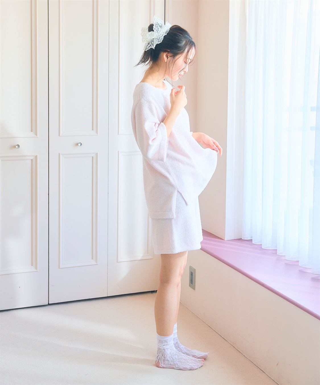 LAFUKU 【LAFUKU/ラフク】もこふわマシュマロ5分袖ルームウェアトップス《セットアップ対応/上下別売り》_sub_17