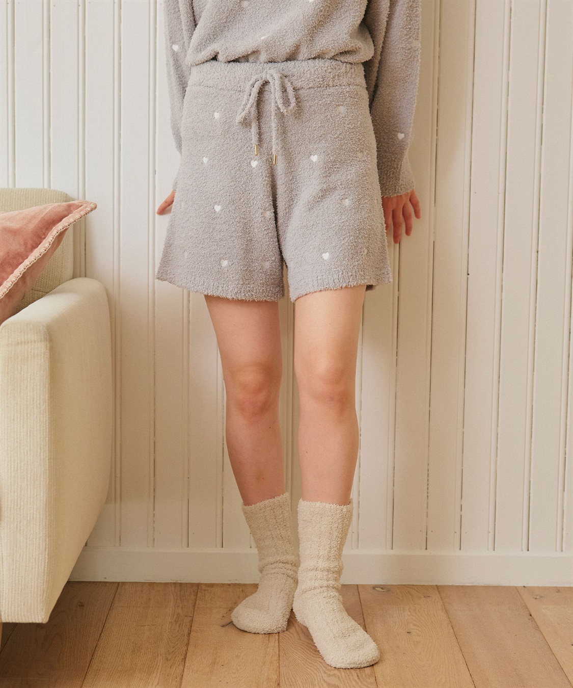 LAFUKU 【LAFUKU/ラフク】もちふわマシュマロニットハートドット刺繍ショートパンツ/ルームウェア（上下別売り）_sub_2