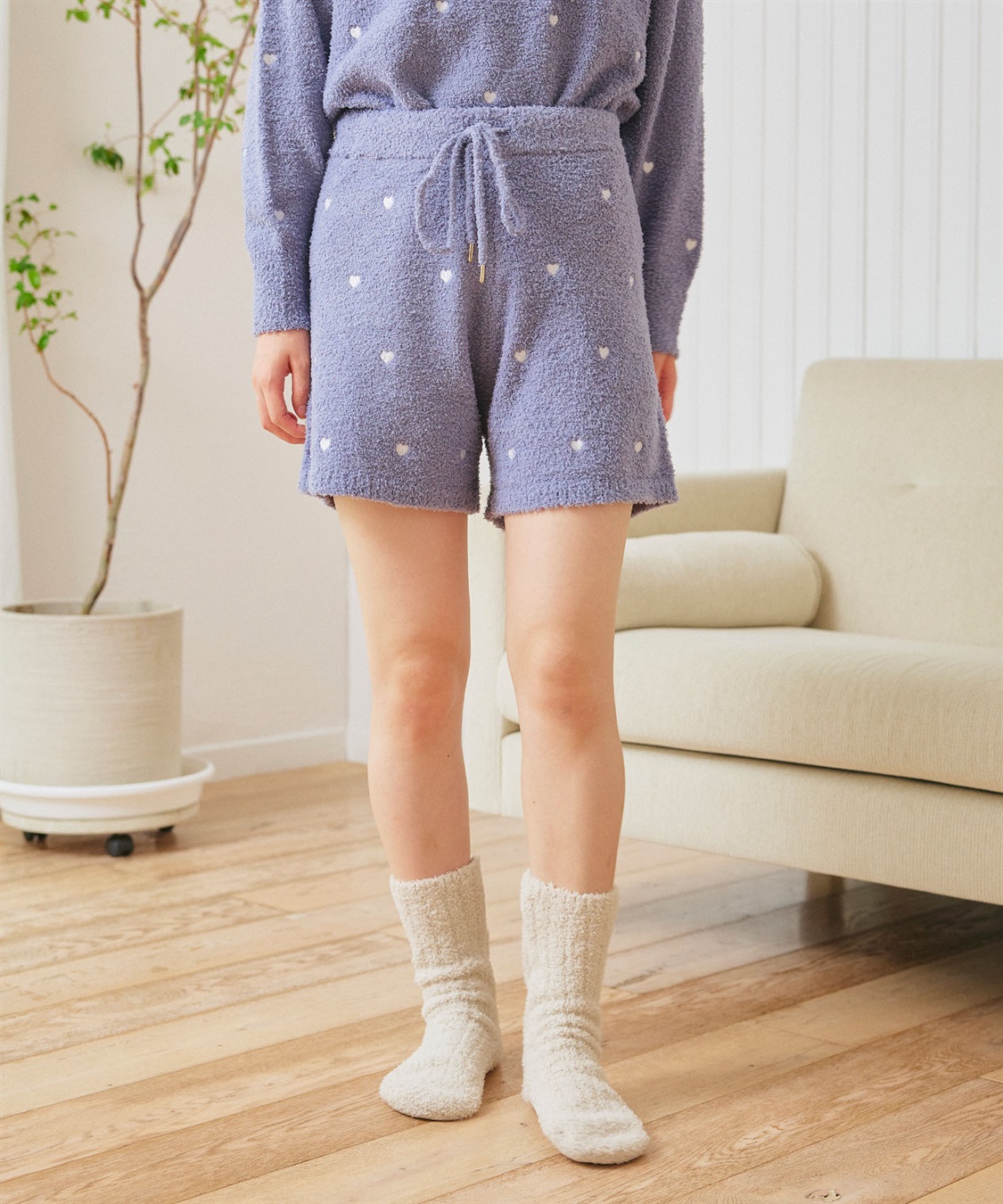LAFUKU 【LAFUKU/ラフク】もちふわマシュマロニットハートドット刺繍ショートパンツ/ルームウェア（上下別売り）_sub_3
