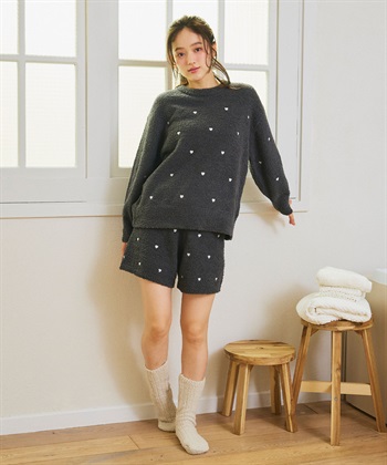 LAFUKU 【LAFUKU/ラフク】もちふわマシュマロニットハートドット刺繍ショートパンツ/ルームウェア（上下別売り）_subthumb_10