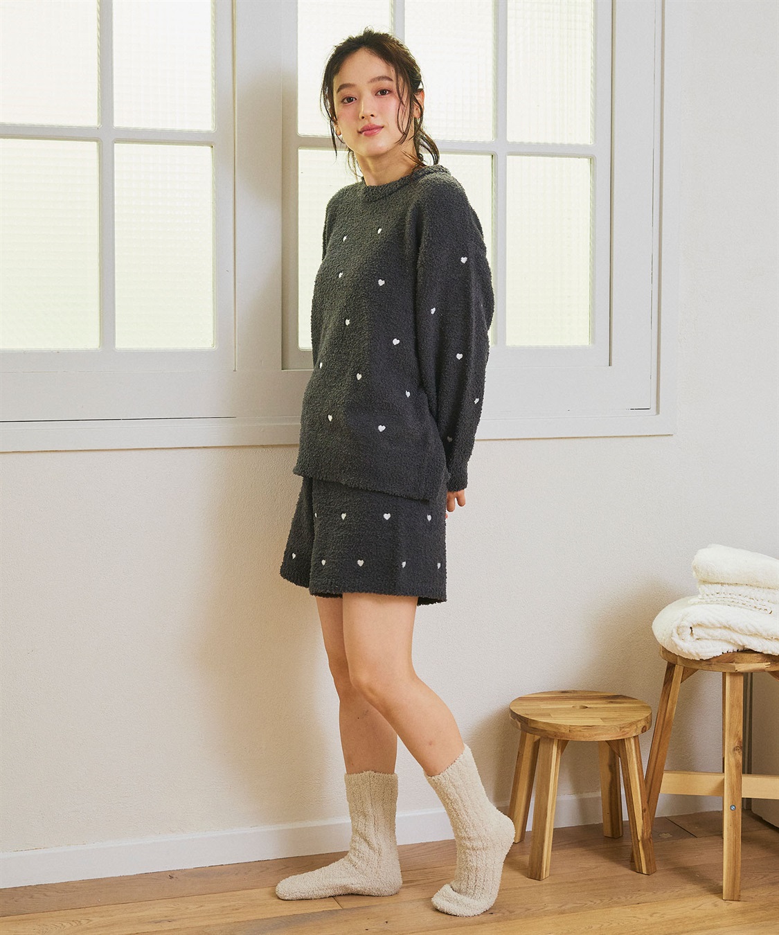 LAFUKU 【LAFUKU/ラフク】もちふわマシュマロニットハートドット刺繍ショートパンツ/ルームウェア（上下別売り）_sub_11
