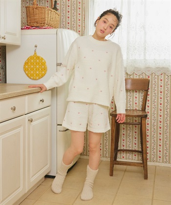 LAFUKU 【LAFUKU/ラフク】もちふわマシュマロニットハートドット刺繍ショートパンツ/ルームウェア（上下別売り）_subthumb_27