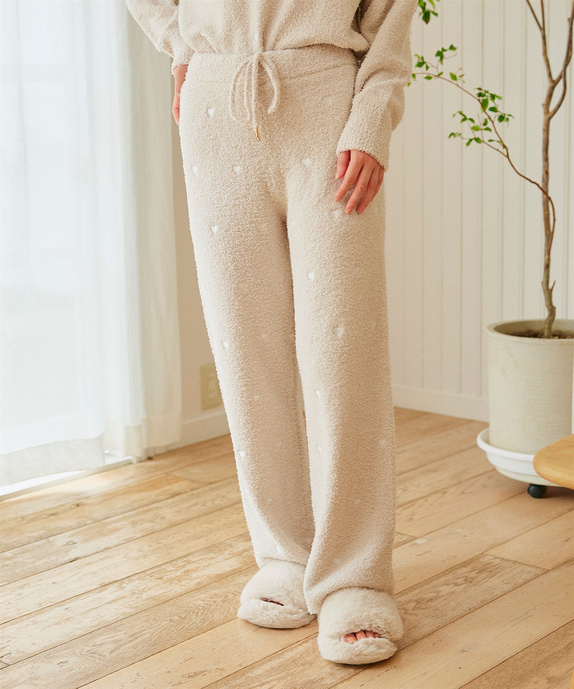 LAFUKU 【LAFUKU/ラフク】もちふわマシュマロニットハートドット刺繍ロングパンツ/ルームウェア（上下別売り）_sub_4
