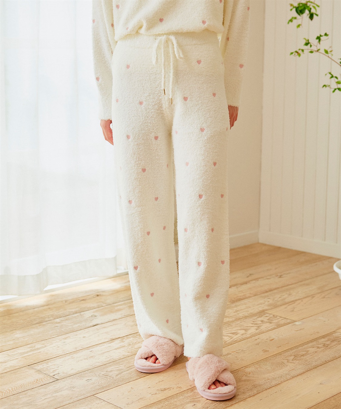 LAFUKU 【LAFUKU/ラフク】もちふわマシュマロニットハートドット刺繍ロングパンツ/ルームウェア（上下別売り）_sub_6