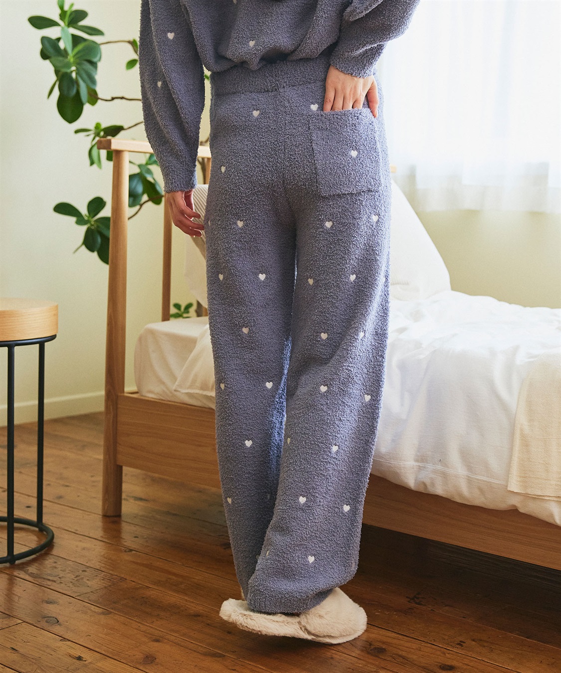LAFUKU 【LAFUKU/ラフク】もちふわマシュマロニットハートドット刺繍ロングパンツ/ルームウェア（上下別売り）_sub_8