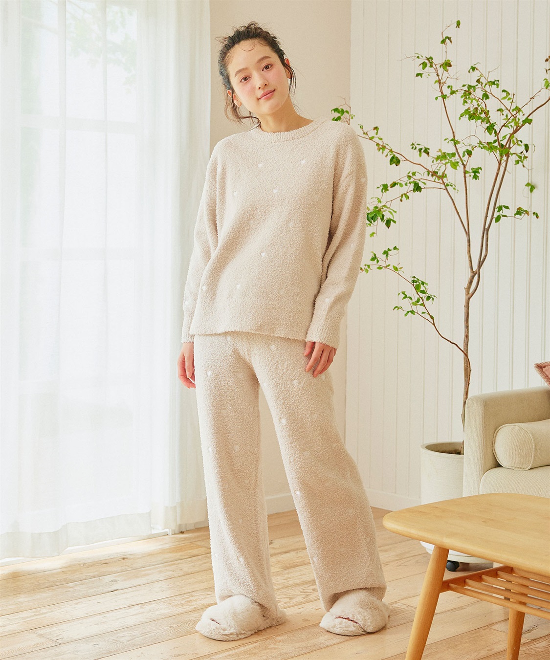 LAFUKU 【LAFUKU/ラフク】もちふわマシュマロニットハートドット刺繍ロングパンツ/ルームウェア（上下別売り）_sub_14