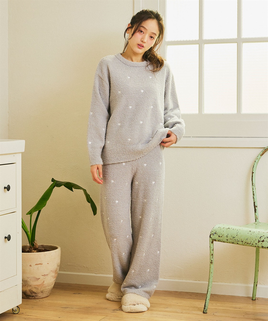 LAFUKU 【LAFUKU/ラフク】もちふわマシュマロニットハートドット刺繍ロングパンツ/ルームウェア（上下別売り）_sub_16