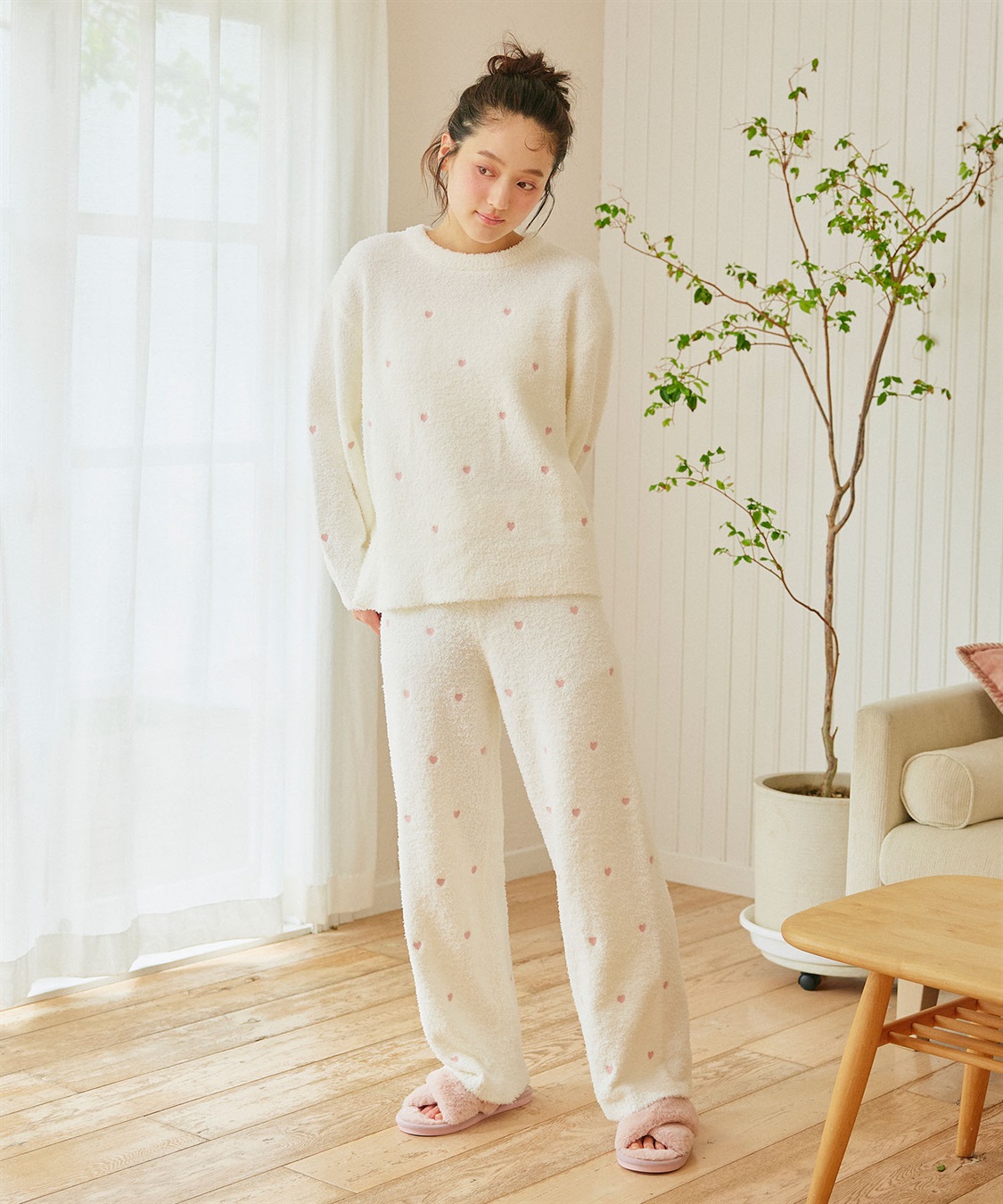 LAFUKU 【LAFUKU/ラフク】もちふわマシュマロニットハートドット刺繍ロングパンツ/ルームウェア（上下別売り）_sub_22