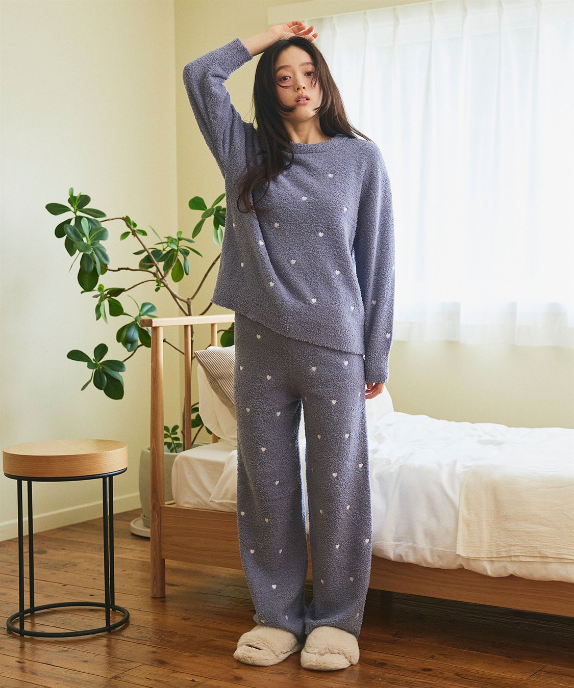 LAFUKU 【LAFUKU/ラフク】もちふわマシュマロニットハートドット刺繍ロングパンツ/ルームウェア（上下別売り）_sub_23