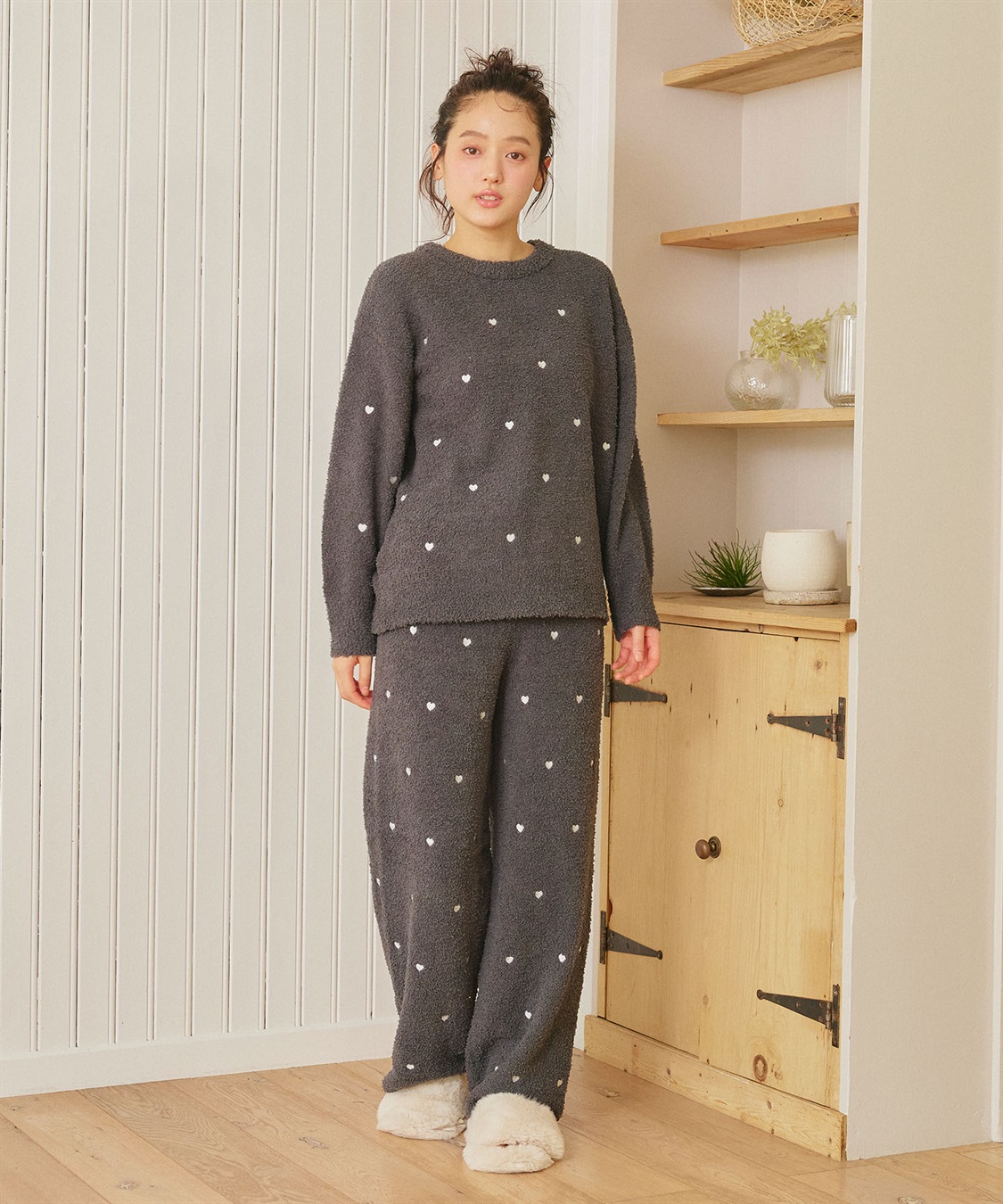 LAFUKU 【LAFUKU/ラフク】もちふわマシュマロニットハートドット刺繍ロングパンツ/ルームウェア（上下別売り）_sub_24