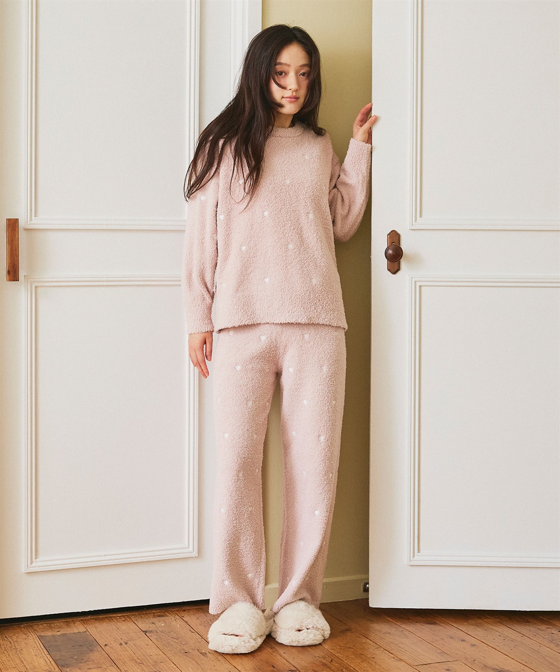 LAFUKU 【LAFUKU/ラフク】もちふわマシュマロニットハートドット刺繍ロングパンツ/ルームウェア（上下別売り）_sub_27