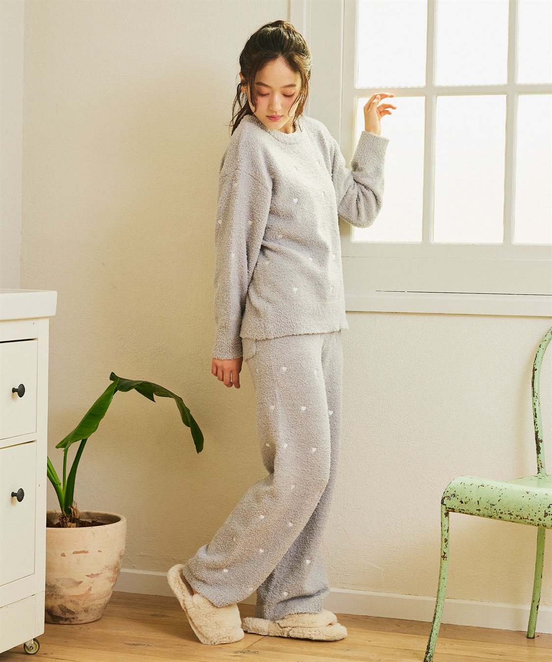 LAFUKU 【LAFUKU/ラフク】もちふわマシュマロニットハートドット刺繍ロングパンツ/ルームウェア（上下別売り）_sub_28
