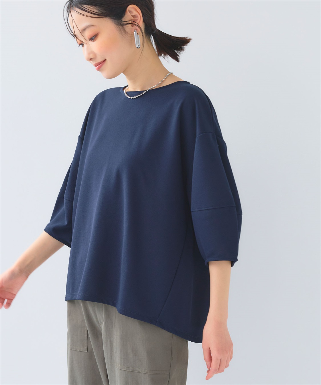 CROSS FUNCTION 《UV/シワになりにくい》サマ美え ジョーゼットバルーンスリーブトップス_sub_1