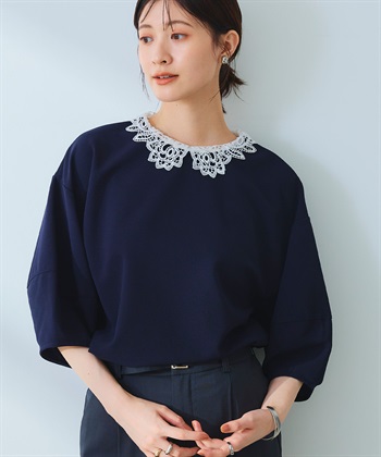 CROSS FUNCTION 《ストレッチ》サマ美え レース衿ジョーゼットバルーンスリーブトップス_subthumb_6