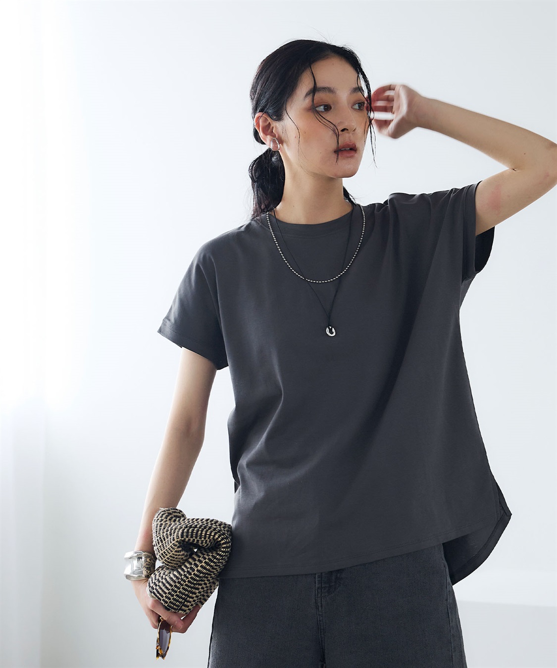 CROSS FUNCTION 《汗染み防止》エブ楽 天竺フレンチスリーブTシャツ_sub_1