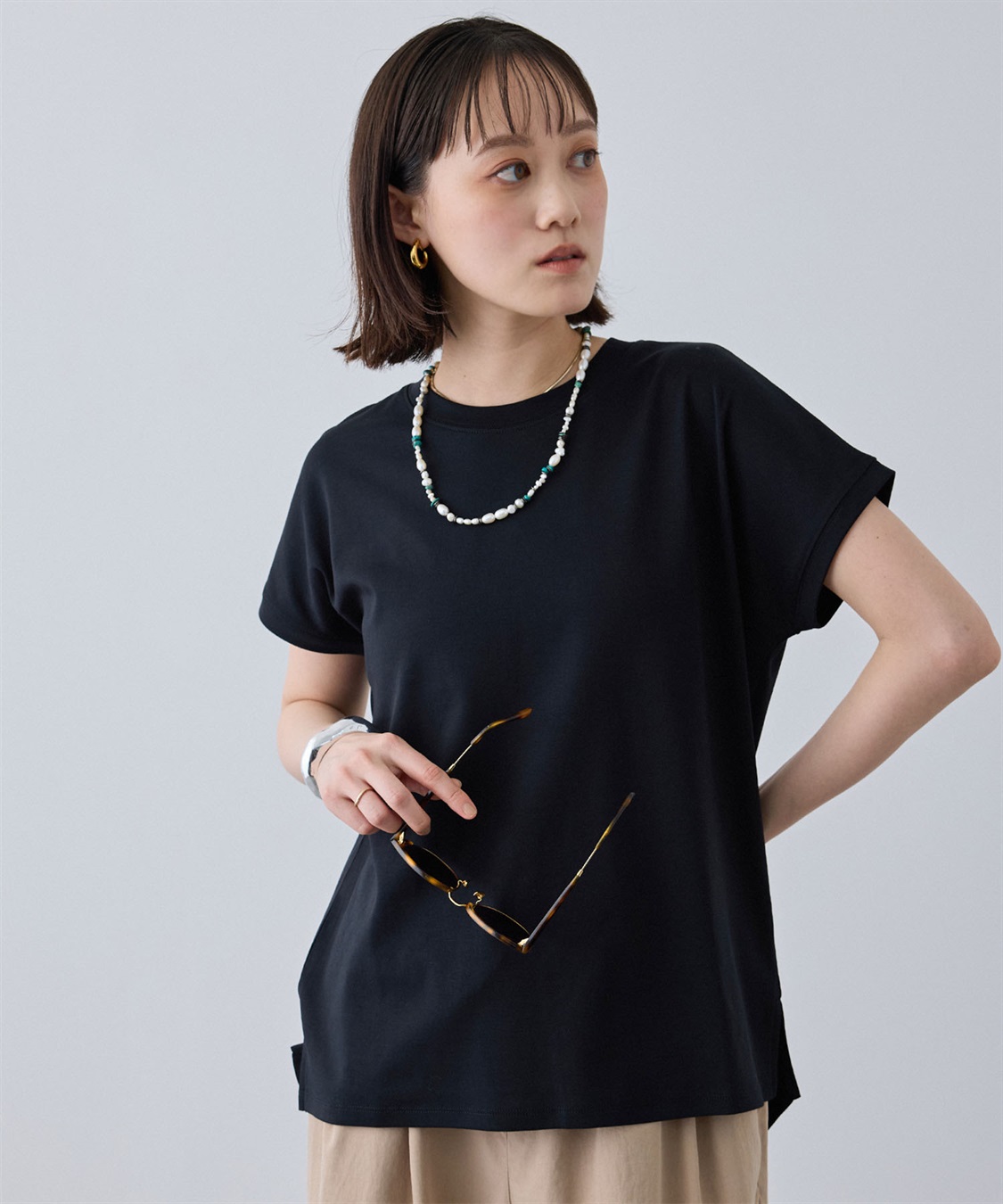 CROSS FUNCTION 《汗染み防止》エブ楽 天竺フレンチスリーブTシャツ_sub_14