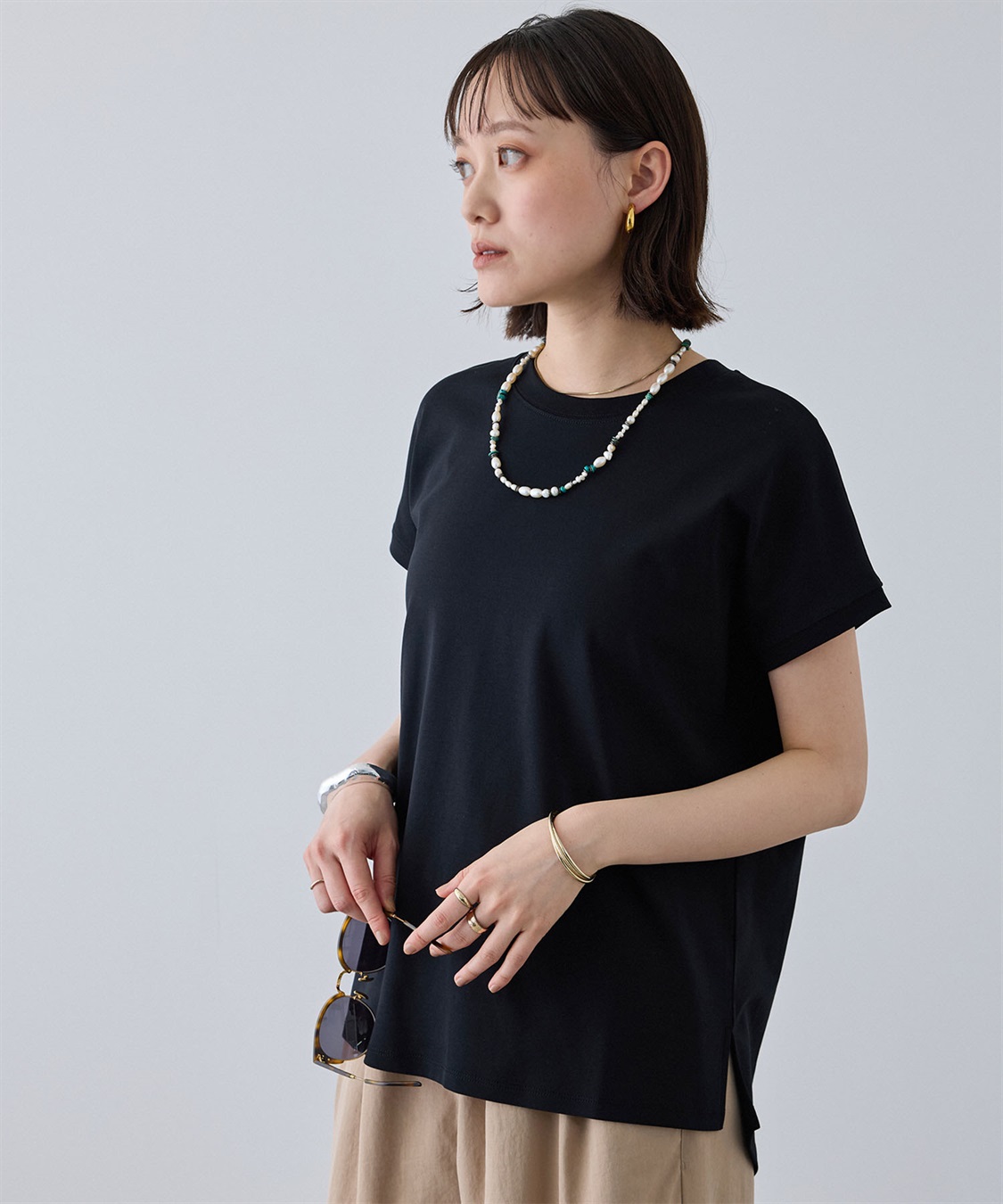 CROSS FUNCTION 《汗染み防止》エブ楽 天竺フレンチスリーブTシャツ_sub_15