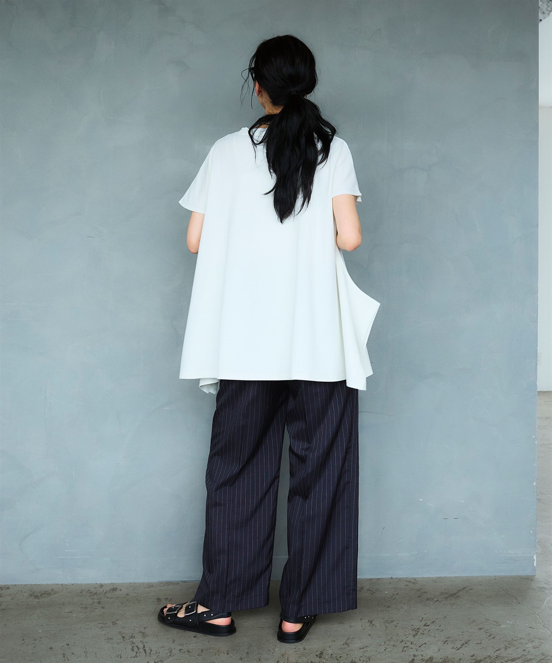 CROSS FUNCTION 《汗染み防止》エブ楽 天竺アシメトリーデザインTシャツ_sub_11