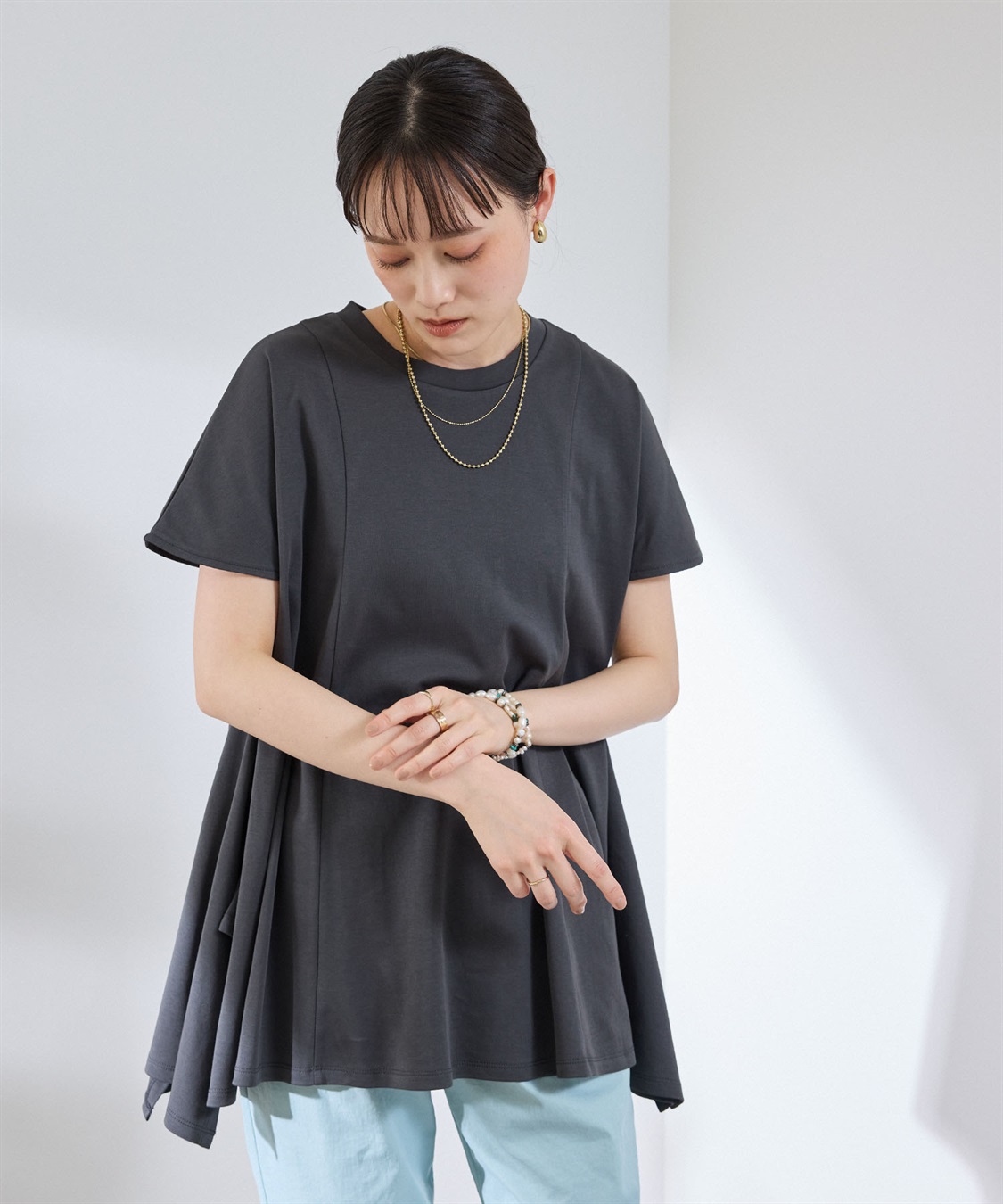 CROSS FUNCTION 《汗染み防止》エブ楽 天竺アシメトリーデザインTシャツ_sub_17